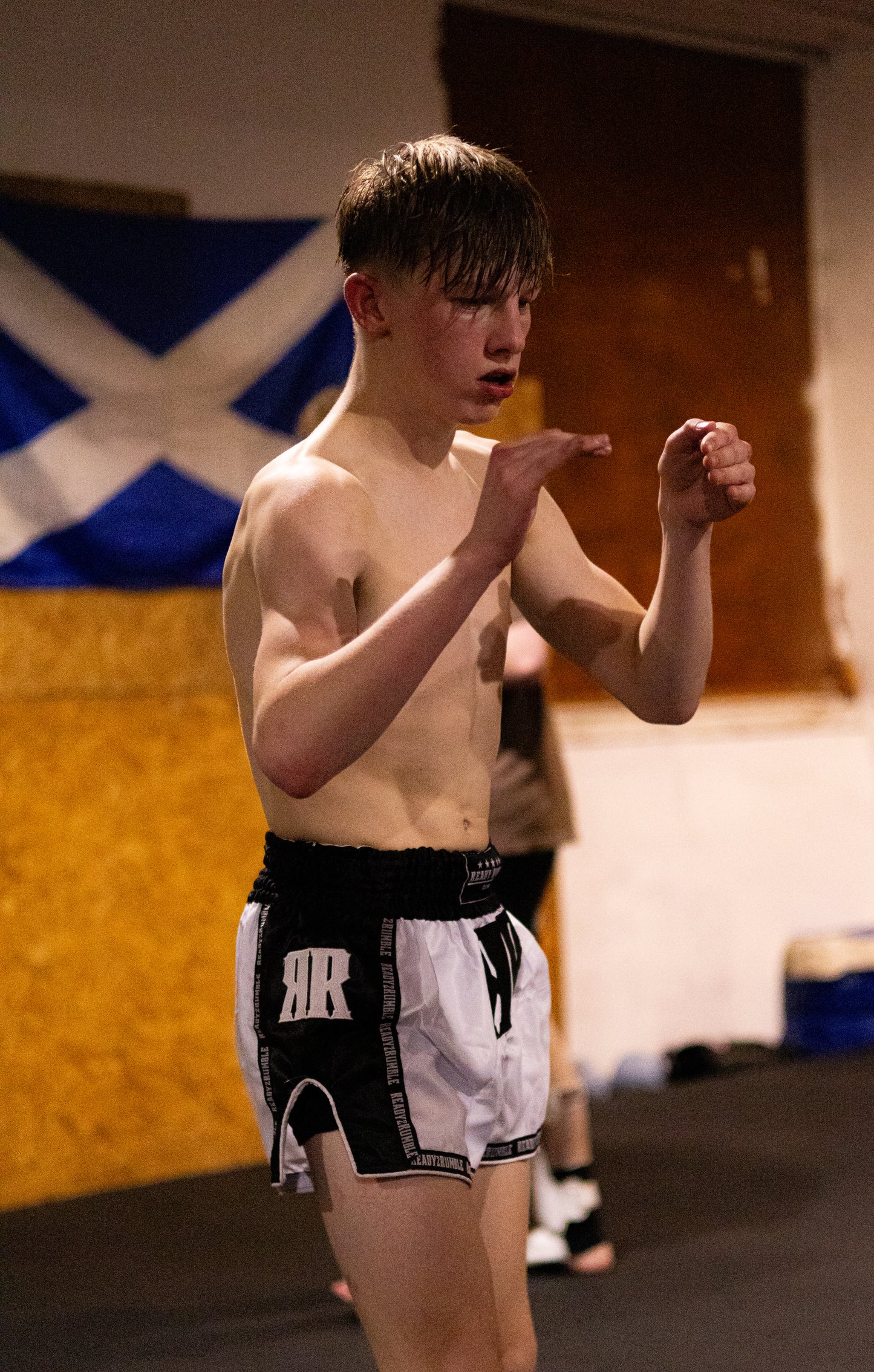 White & black Muay Thai shorts