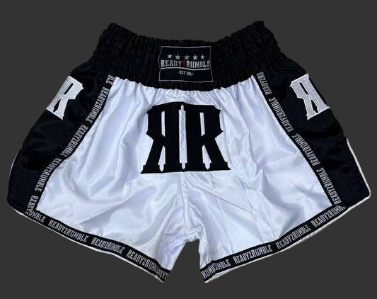 White & black Muay Thai shorts