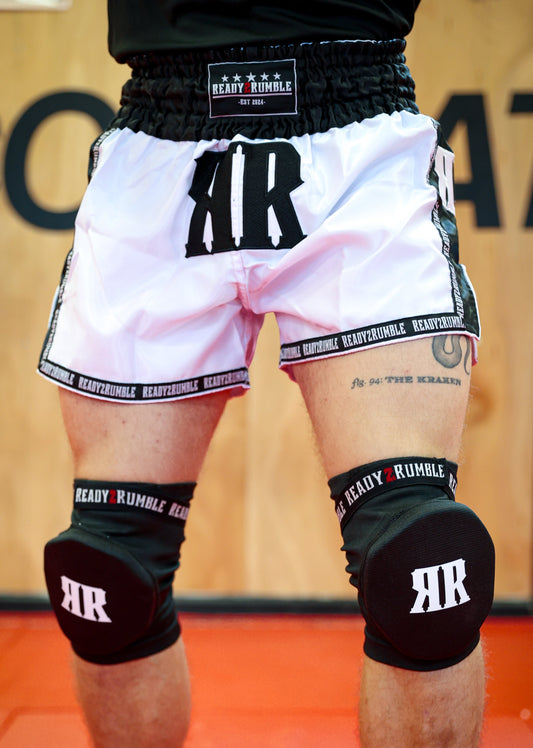 White & black Muay Thai shorts